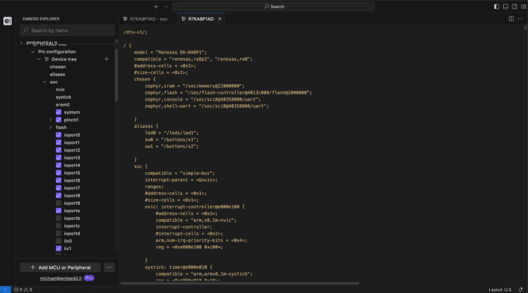 Configurateur de MCU d'Embedd